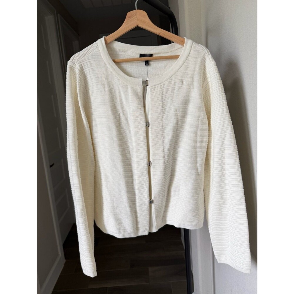 The Limited Cream Button-Front Textured Cardigan L